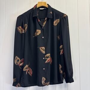 Vintage Jones New York Womens Corpcore Career Leaf Top Size‎ 14 Timeless Office